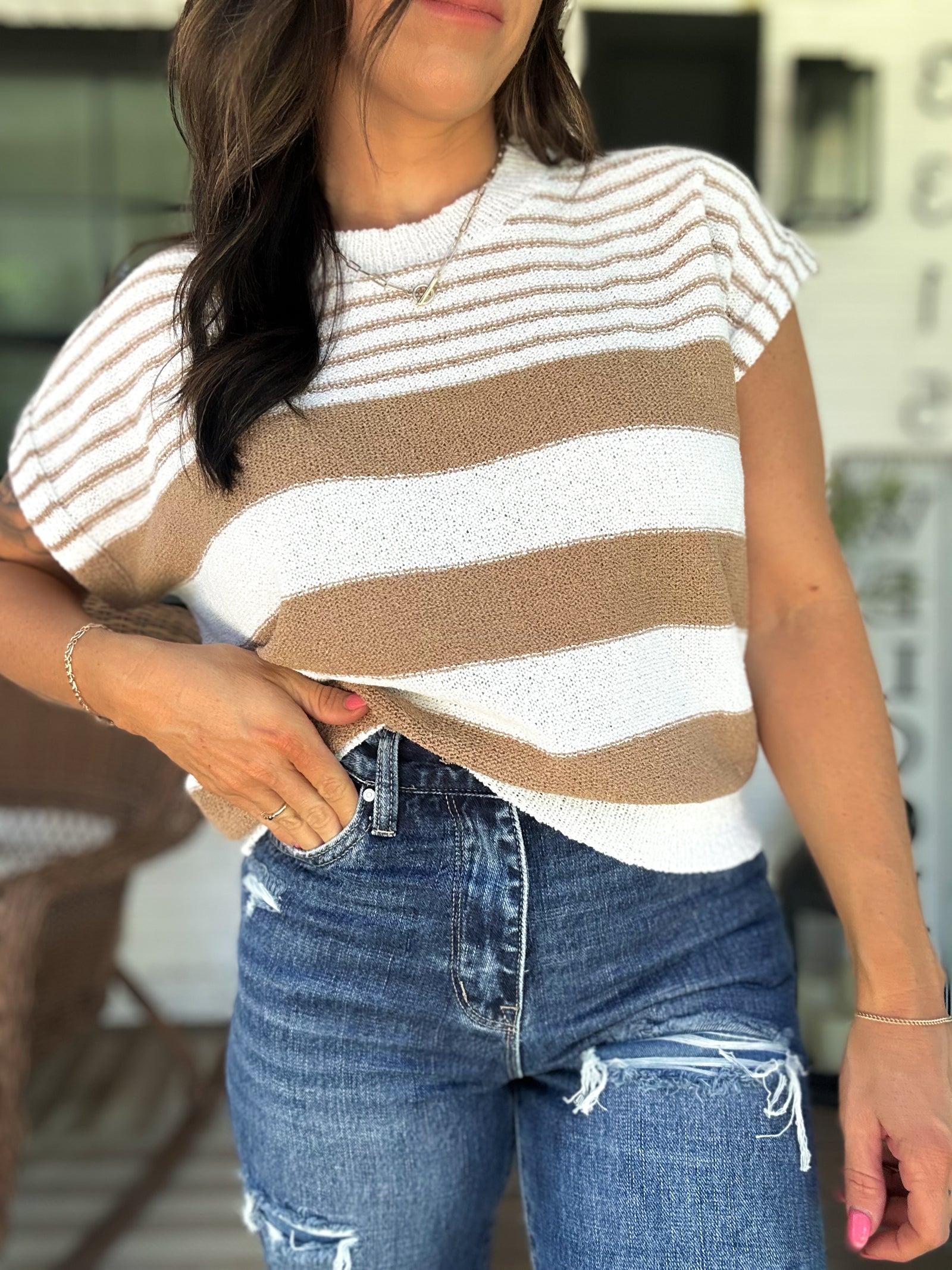 Chloe Striped Knit Top
