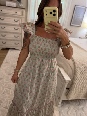 Channing Ruffle Sleeve Maxi Dress