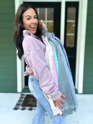 Hollis Acid Wash Fleece Half Zip Pullover