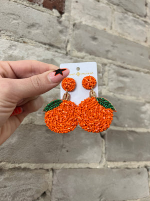Orange Beaded Earrings