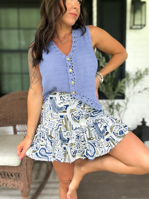 Braylee Crochet Sweater Vest - Denim