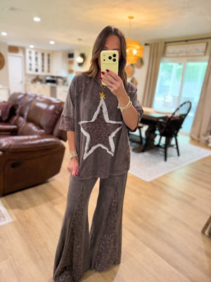 Kyleigh Leopard Lace Star Top - Ash Oak