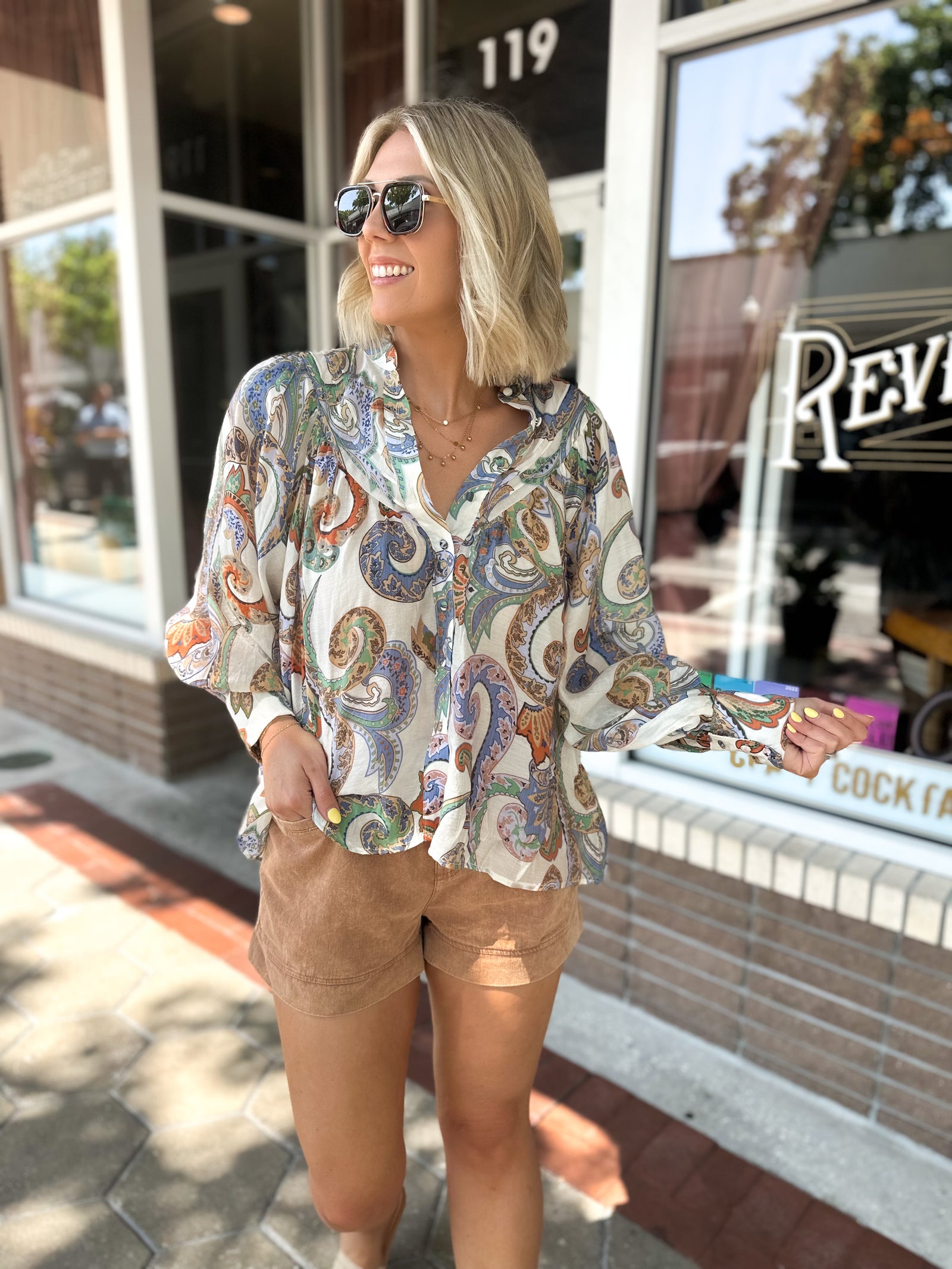 Get Over Yourself Paisley Printed Top - Blue