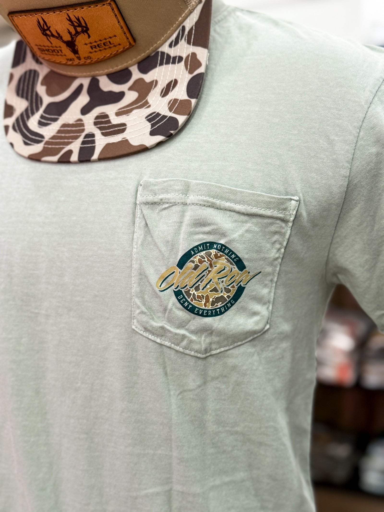 Old Row - 80s Camo Circle Pocket Tee - Light Green