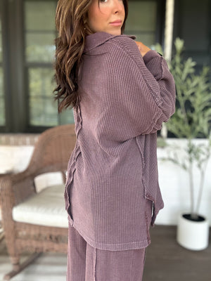 Kelly Mineral Washed Waffle Knit Tunic - Cherry