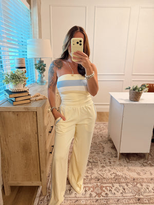 Ashlyn Contrast Piping Pants - Butter