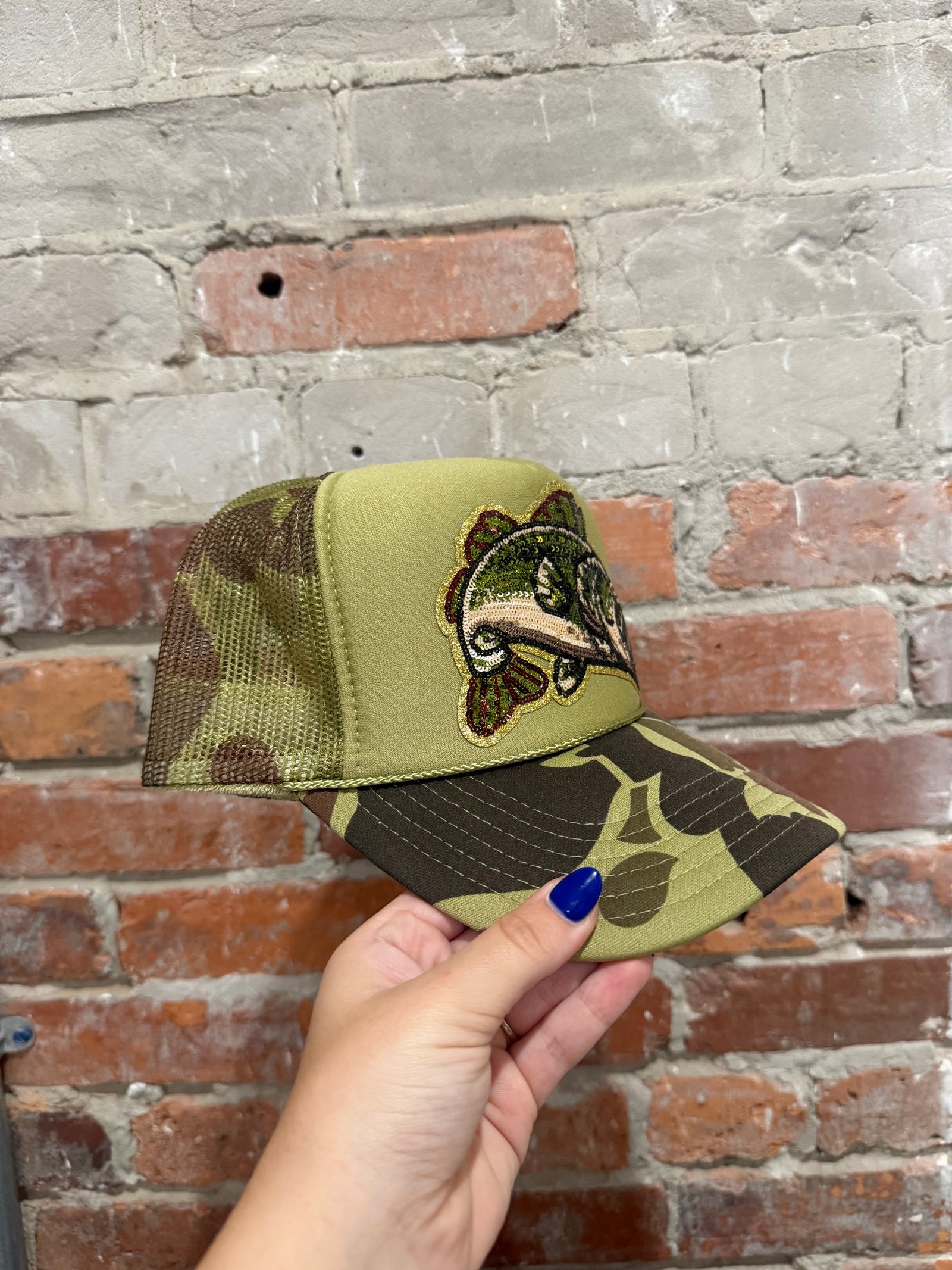 Camo Bass Fishing Trucker Hat