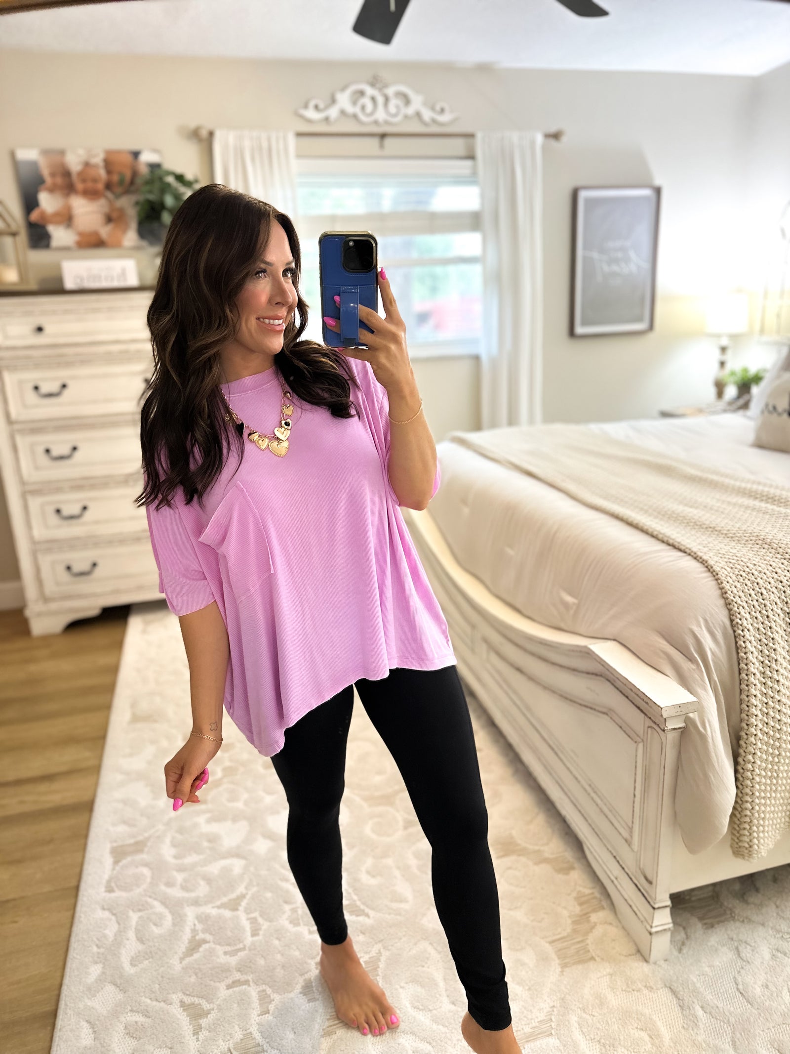 Micah Ribbed Boyfriend Fit Tee - Mauve