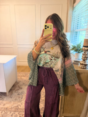 Mallard Ducks Vintage Graphic Flutter Sleeve Top