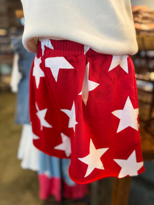 All American Girl French Terry Shorts - Red
