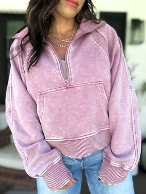Remi Acid Washed Half Zip Fleece - TEN COLORS