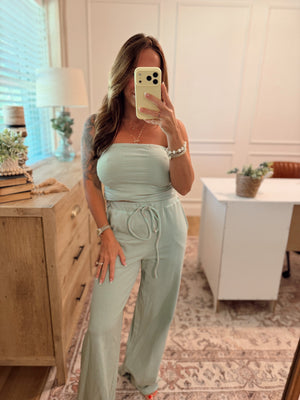 Georgina Striped Smocked Back Tube Top - Mint