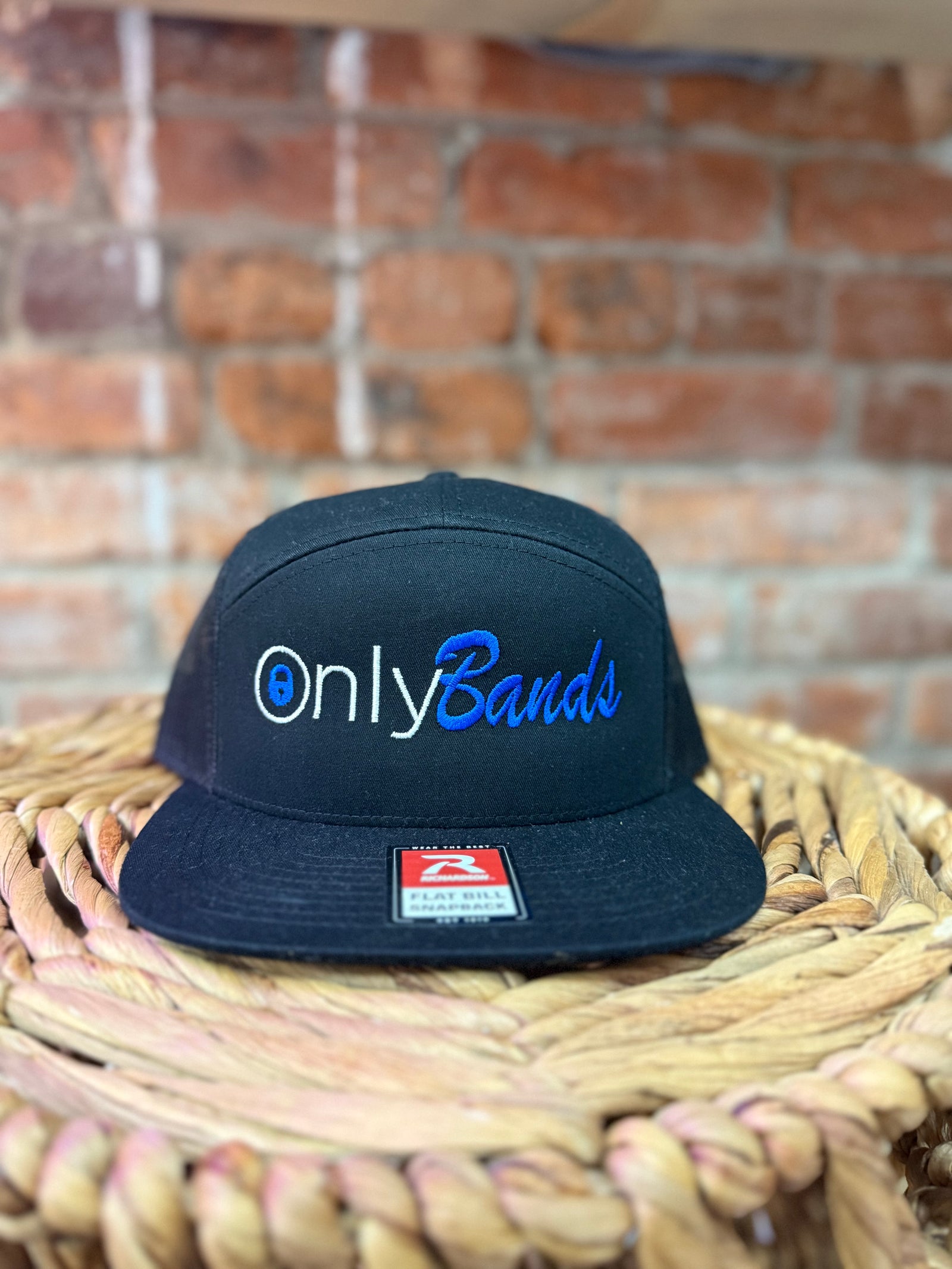 Black Only Bands 7 Panel Hat