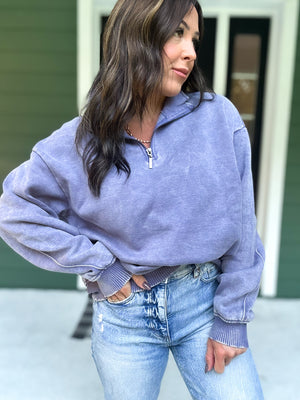 Hollis Acid Wash Fleece Half Zip Pullover