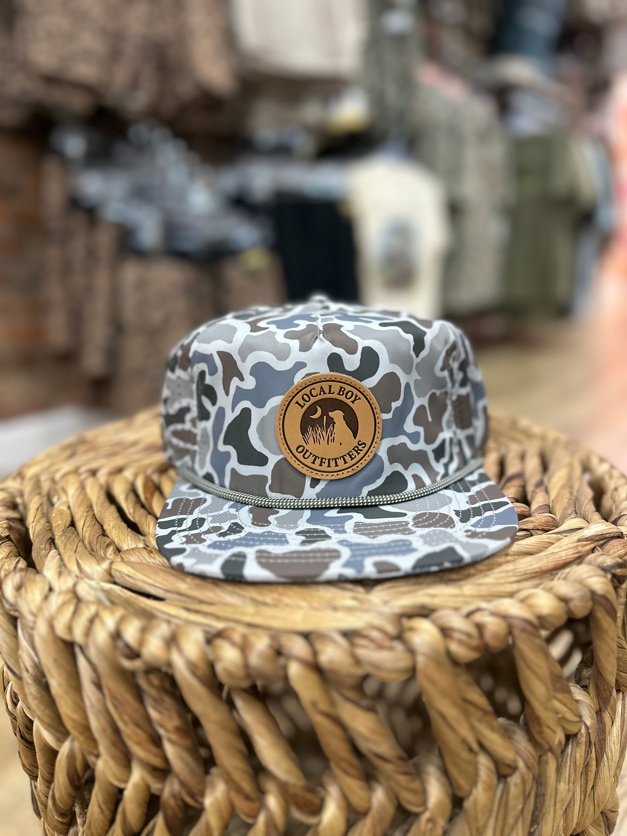 Local Boy Perforated Flat Brim Leather Patch Hat