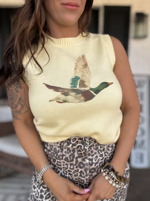 Duck Darling Sweater Vest- Lemon Cream