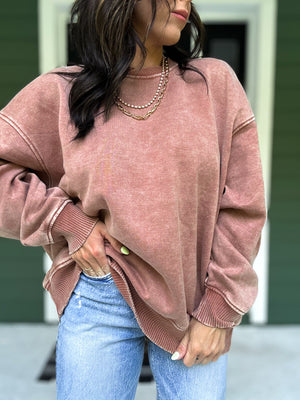 Lennon Acid Wash Oversized Fleece Pullover