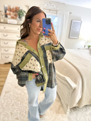 Linsey Vintage Patchwork Plaid Shirt Jacket