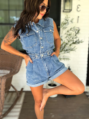 Danielle Washed Denim Romper