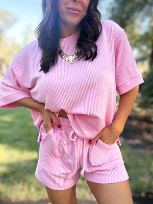 DOORBUSTER - Ali Ribbed Tee - Pink