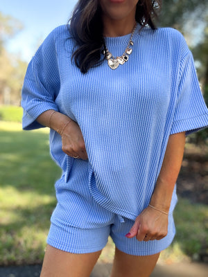 DOORBUSTER - Ali Ribbed Tee - Blue