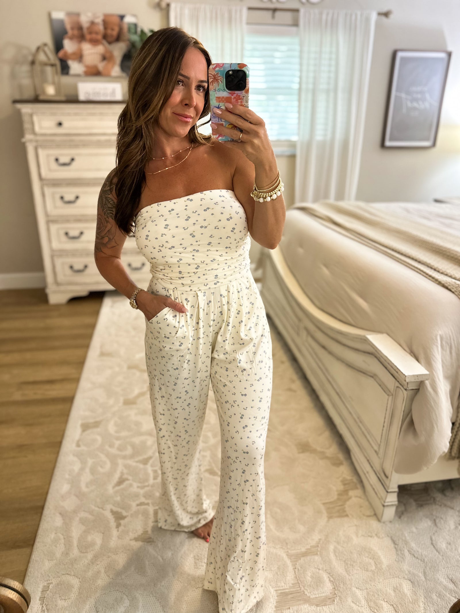 Cora Floral Print Strapless Jumpsuit