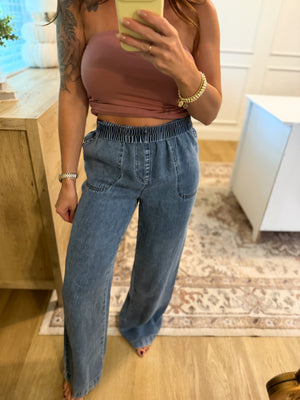 Franklin Washed Chambray Wide Leg Pants