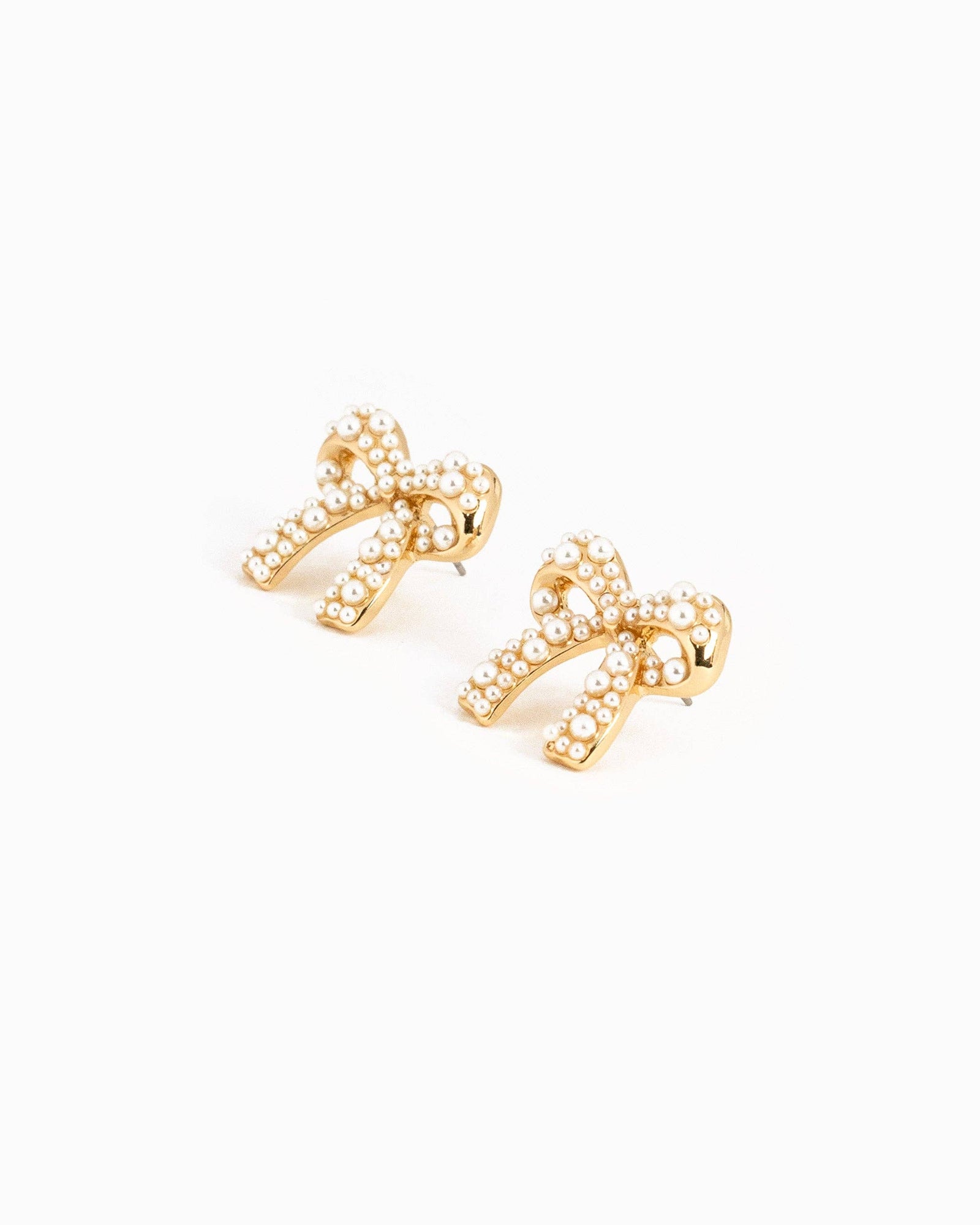 Pearl Studded Bow Earrings