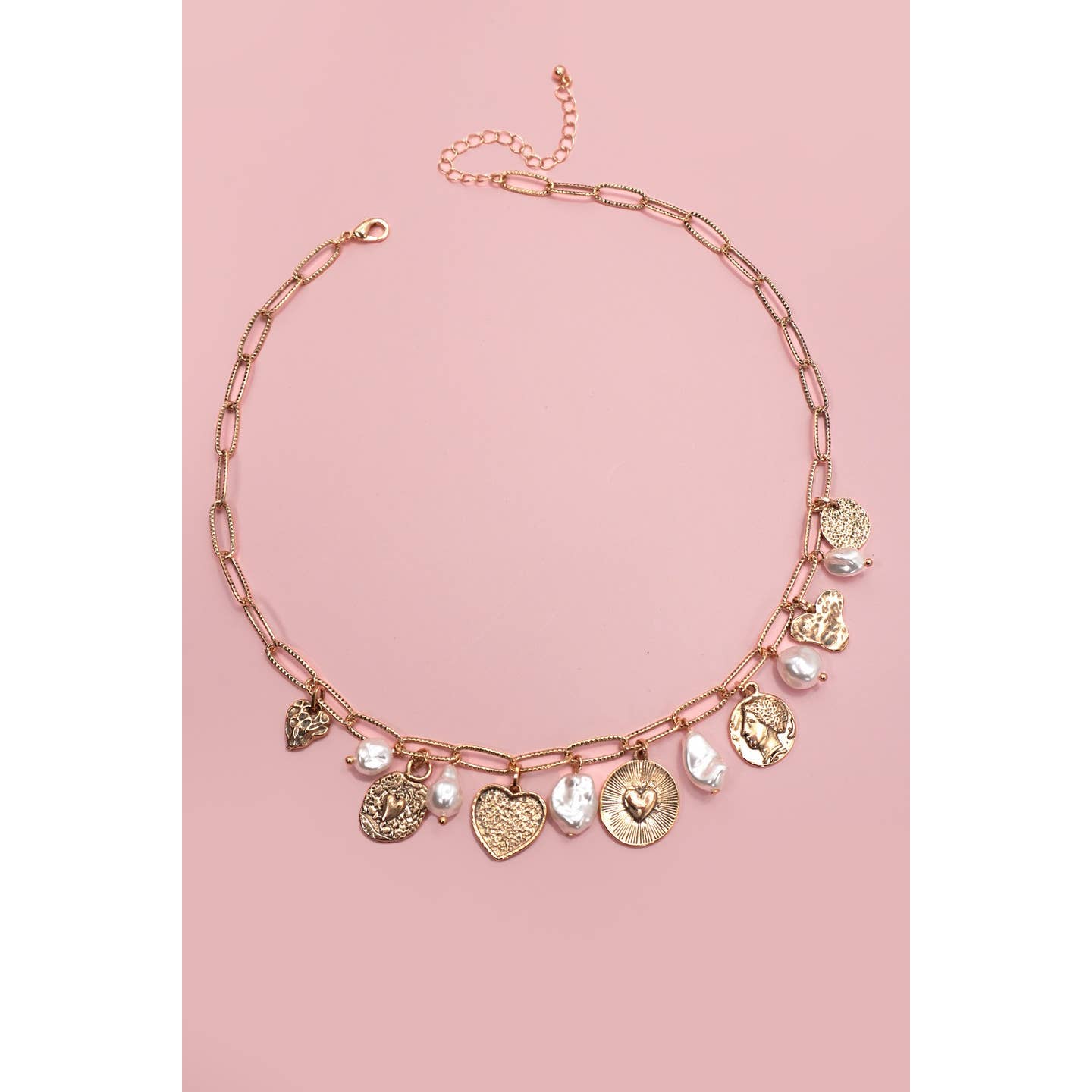 Heart To Heart Worn Gold Charm Necklace