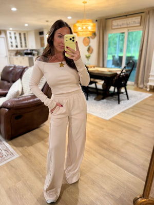 Skye Side Panel Knit Lounge Pants - Taupe