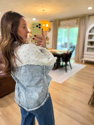 Florence Denim Patchwork Long Sleeve Top