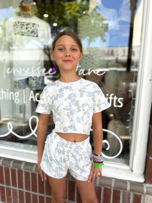 Youth Local Girl Boxy Crop Tee - Saltwater Camo
