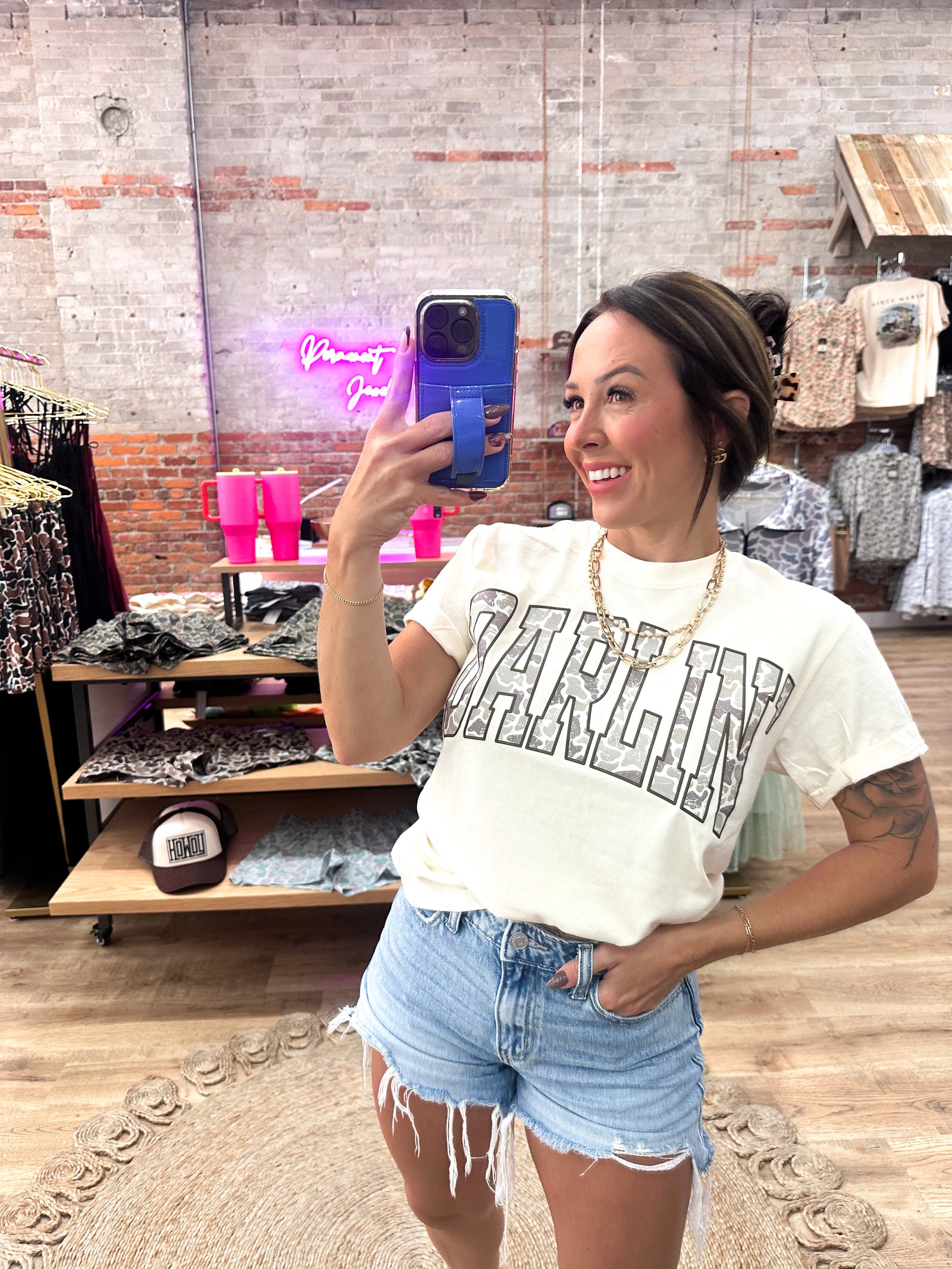 Camo Darlin' Comfort Color Tee - Cream