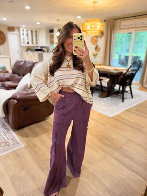 Brianna Striped Knit Drop Shoulder Top