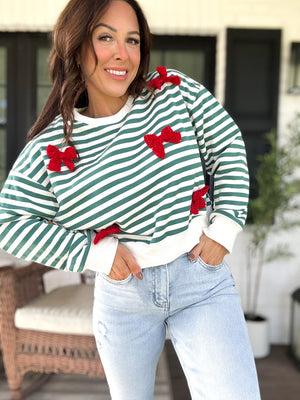 Everly Striped Bow Sweater