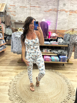 Local Girl Sports Bra - Forest Camo Flora