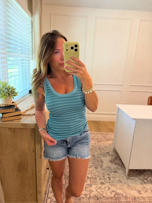 Drake Reversible Striped Tank Top - Dusty Teal