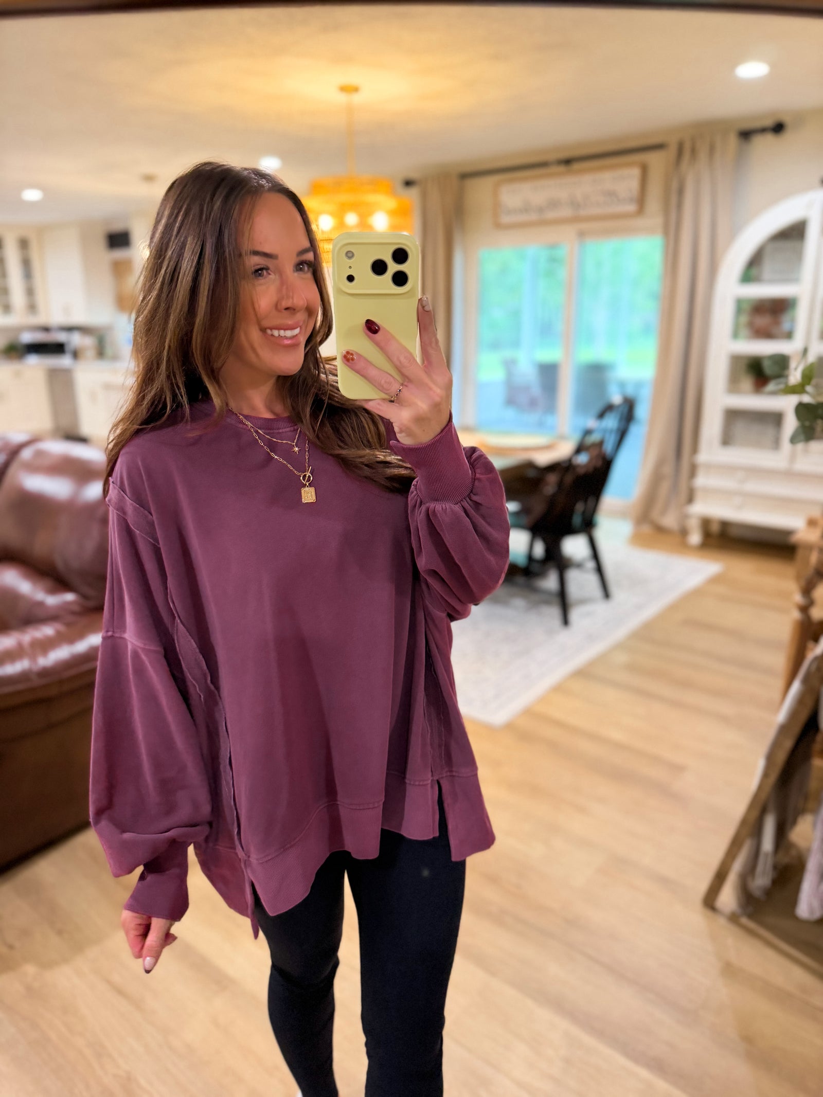 Jonnie Oversized Stone Washed Pullover - Cherry