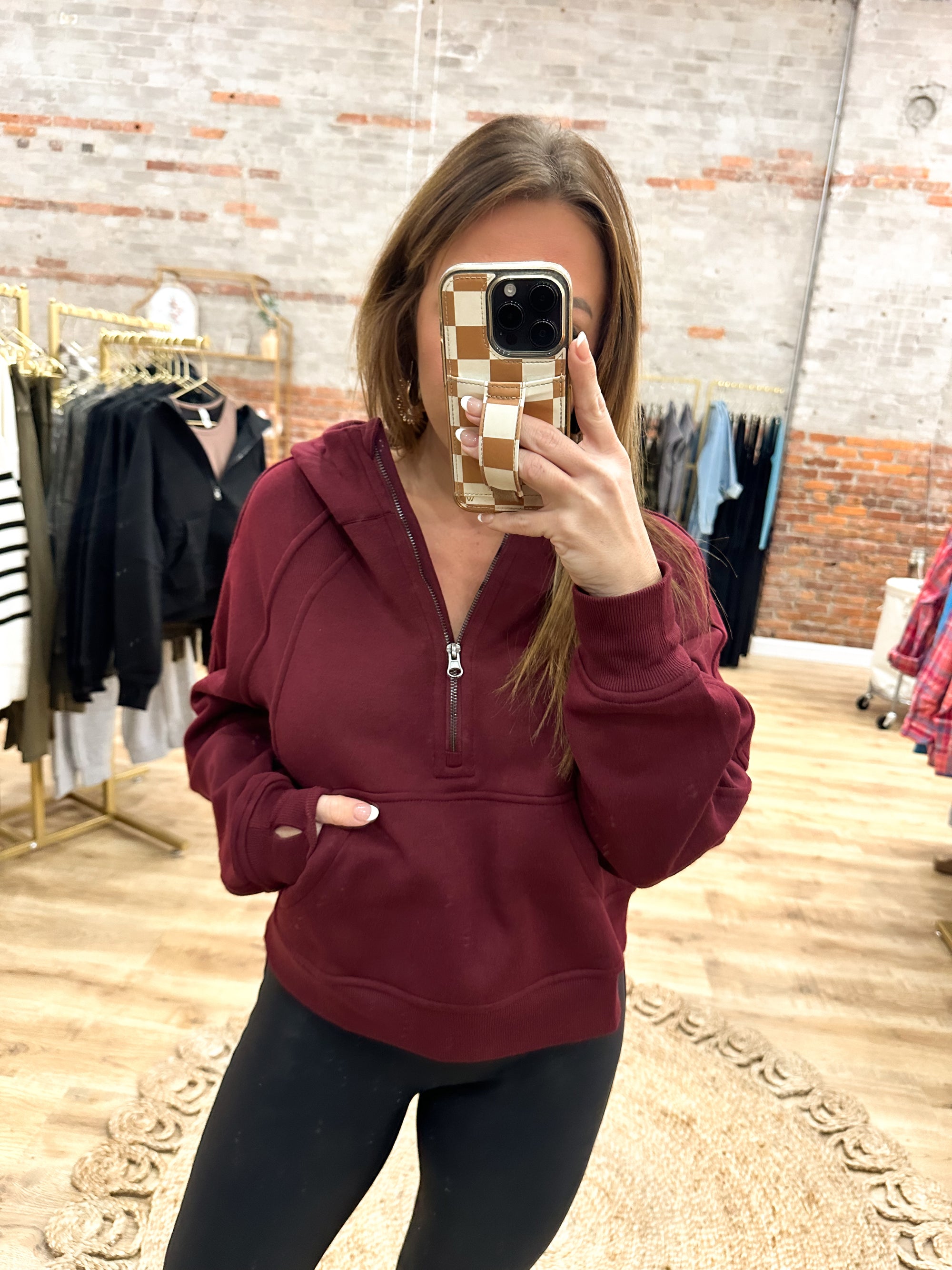Catch You Later Cropped Hoodie - Burgundy