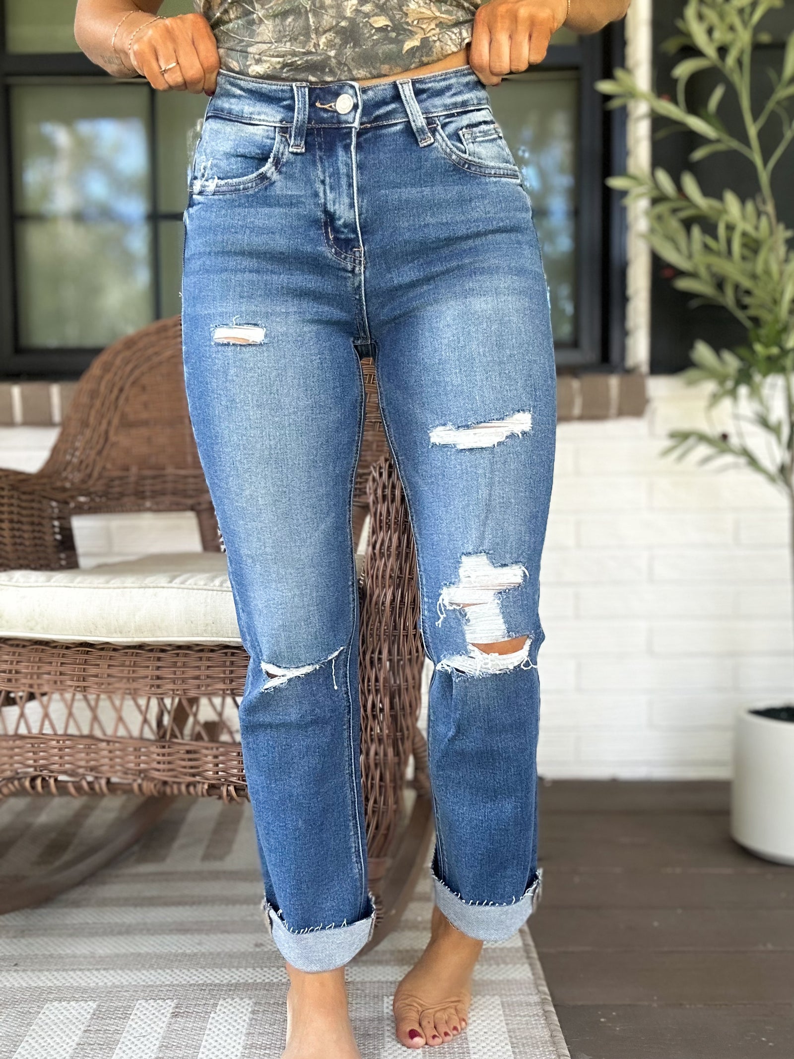 Consistent High Rise Slim Straight Leg Jeans