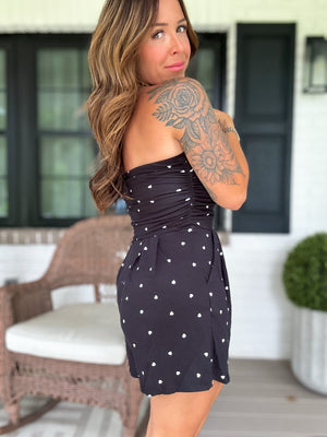 Brooklyn Polka Dot Strapless Romper
