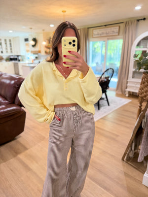 Cecelia Striped Linen Pants - Chocolate