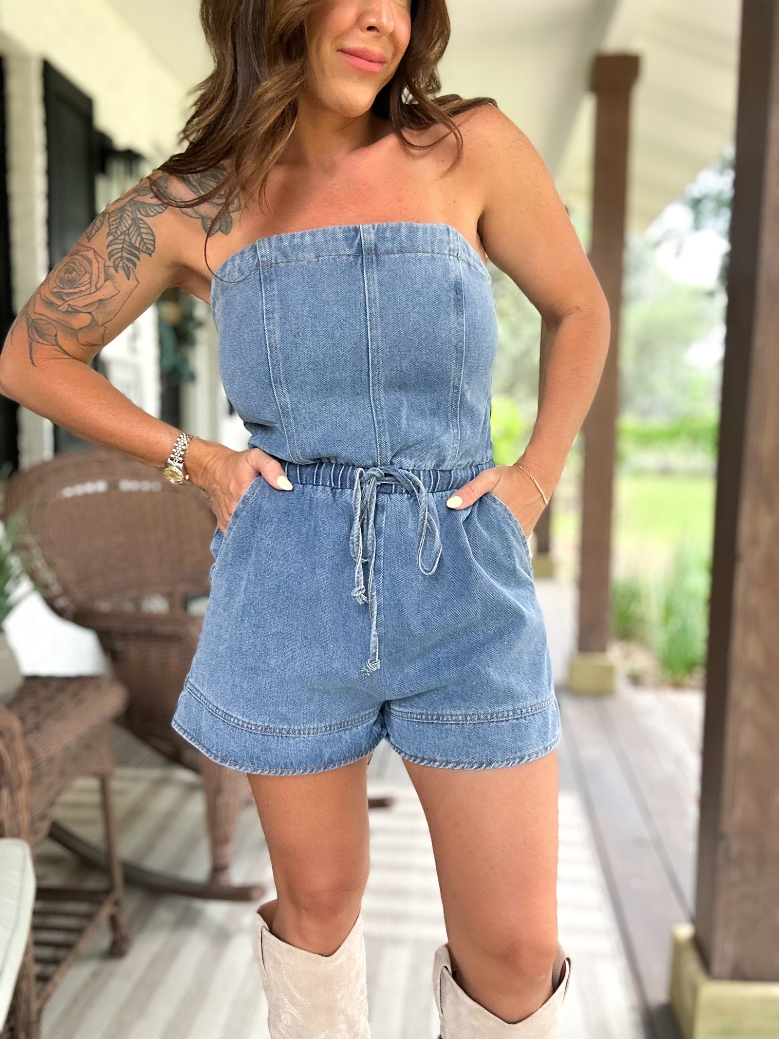 Keni Denim Jean Tube Romper