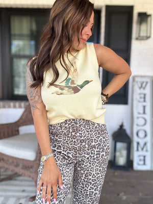 Duck Darling Sweater Vest- Lemon Cream