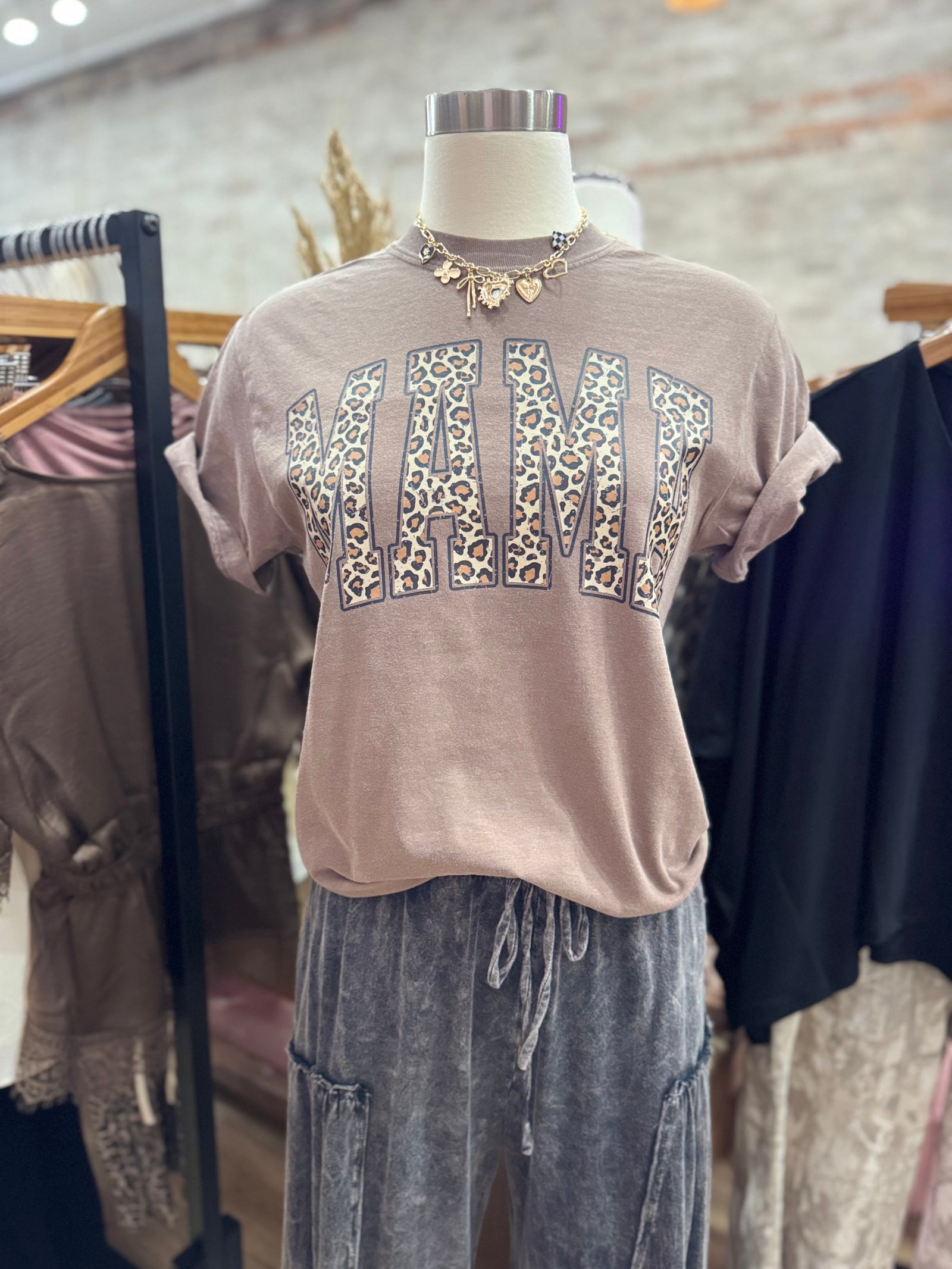 Leopard Mama Comfort Colors Tee - Brown