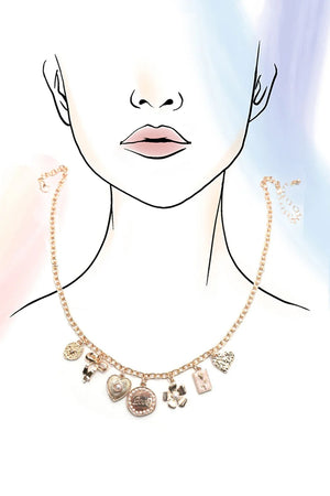 CHARM NECKLACE-BOW LOVE FLOWER HEART