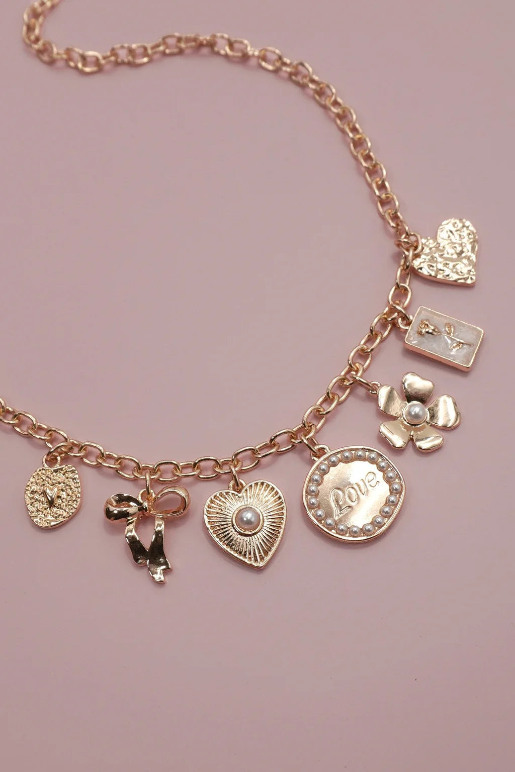 CHARM NECKLACE-BOW LOVE FLOWER HEART