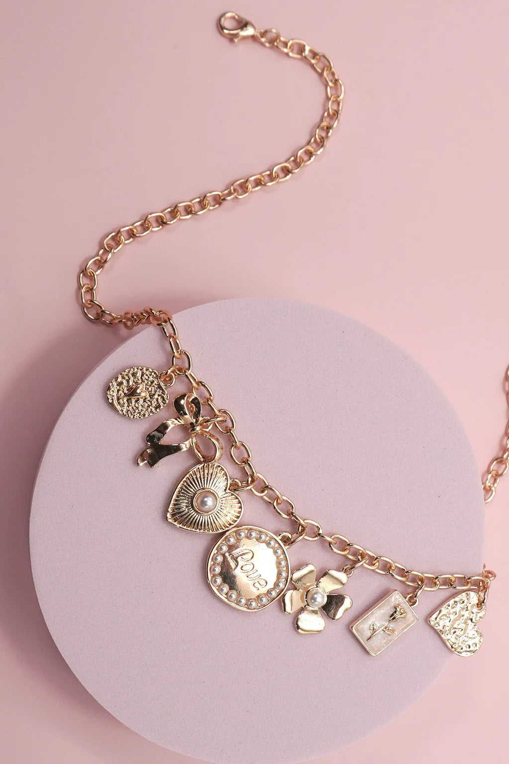 CHARM NECKLACE-BOW LOVE FLOWER HEART