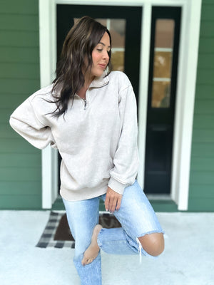 Hollis Acid Wash Fleece Half Zip Pullover