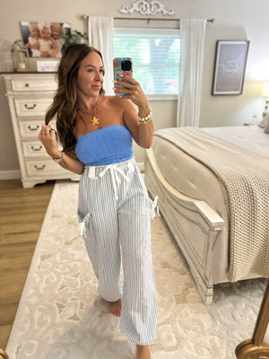 Nanci Floral Lace Tube Top - Blue